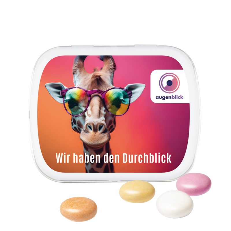 Klappdose, weiß, Mentos Kaudragee Fruit