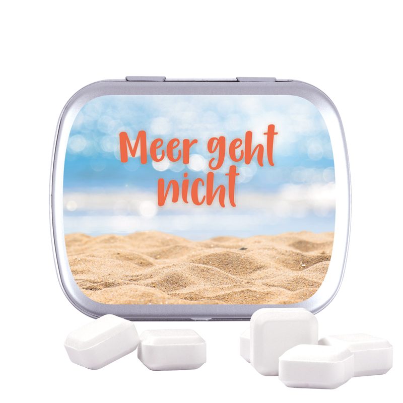 Klappdose, silber-blank, Traubenzuckerquadrate
