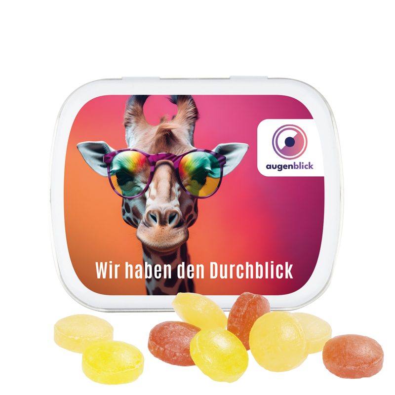 Klappdose, weiß, Mini Bonbons Fruchtmix