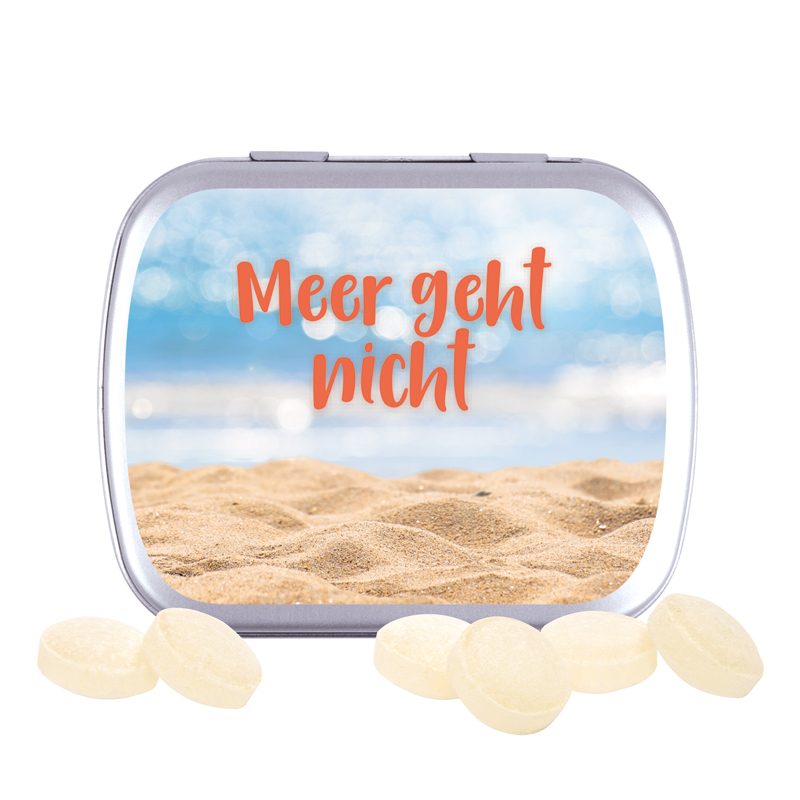Klappdose, silber-blank, Mini Bonbons Japanische Minze
