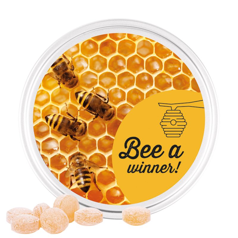 Midi Dose, weiß, Honigbienen Bonbons