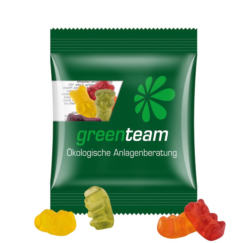 Minitüte 12 g, transparente kompostierbare Folie, Trolli Vegane Gummibärchen, 14% Fruchtsaft