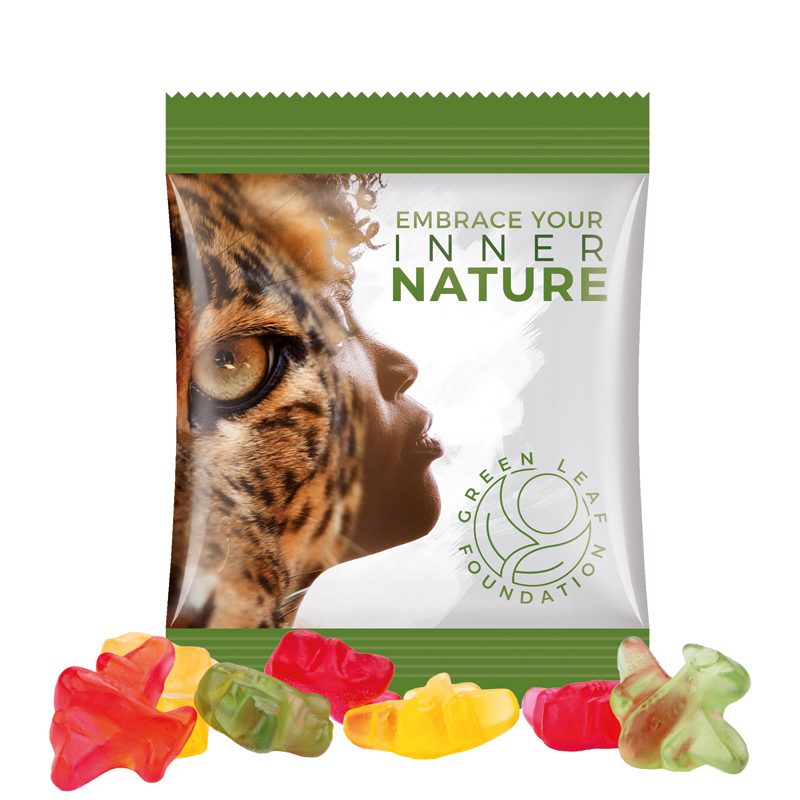 Minitüte 10 g, weiße Folie, Trolli Fruchtgummi Flugzeuge