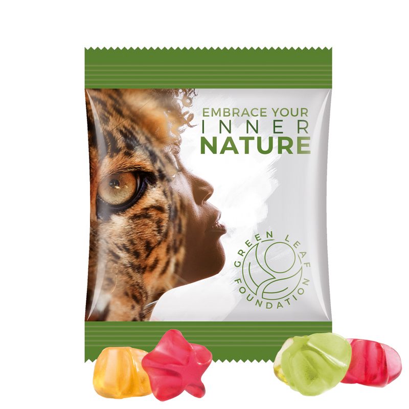 Minitüte 10 g, weiße Folie, Trolli Fruchtgummi Sterne