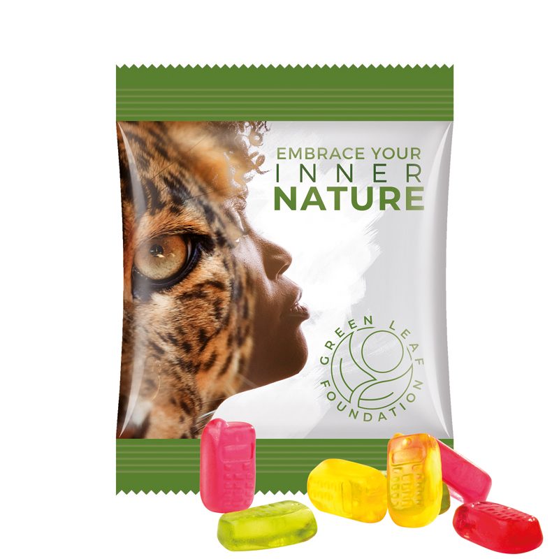 Minitüte 10 g, weiße Folie, Trolli Fruchtgummi Handy