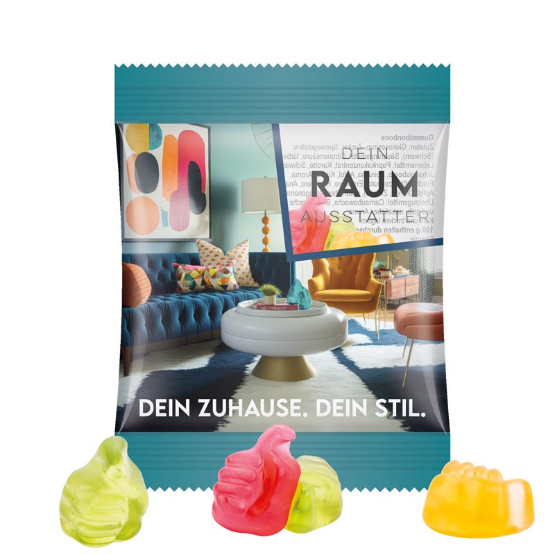 Minitüte 10 g, Folie transparent, Trolli Fruchtgummi Daumen