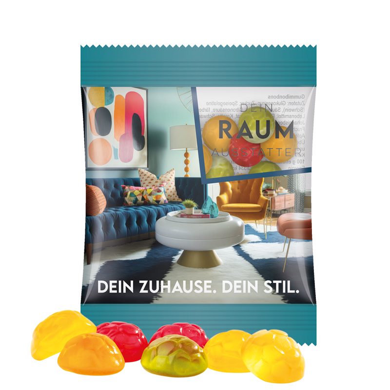 Minitüte 10 g, transparente Folie, Trolli Fruchtgummi Fußbälle