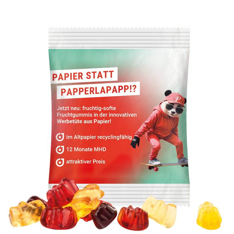 Minitüte 10 g, weißes recyclingfähiges PapierPlus Pro, Trolli Fruchtgummibären