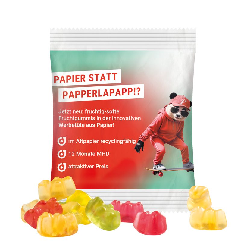 Minitüte 10 g, weißes recyclingfähiges PapierPlus Pro, Trolli Premium Bärchen