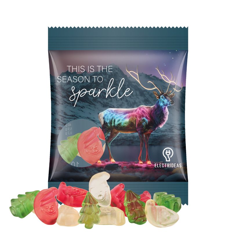 Minitüte 10 g, Folie transparent, Trolli Fruchtgummi Weihnachtsmischung