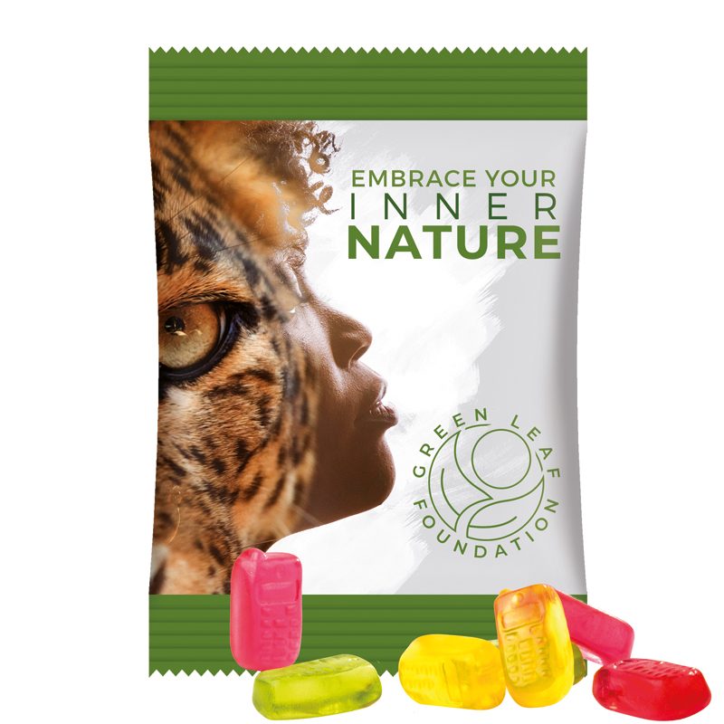 Minitüte 15 g, weiße Folie, Trolli Fruchtgummi Handy