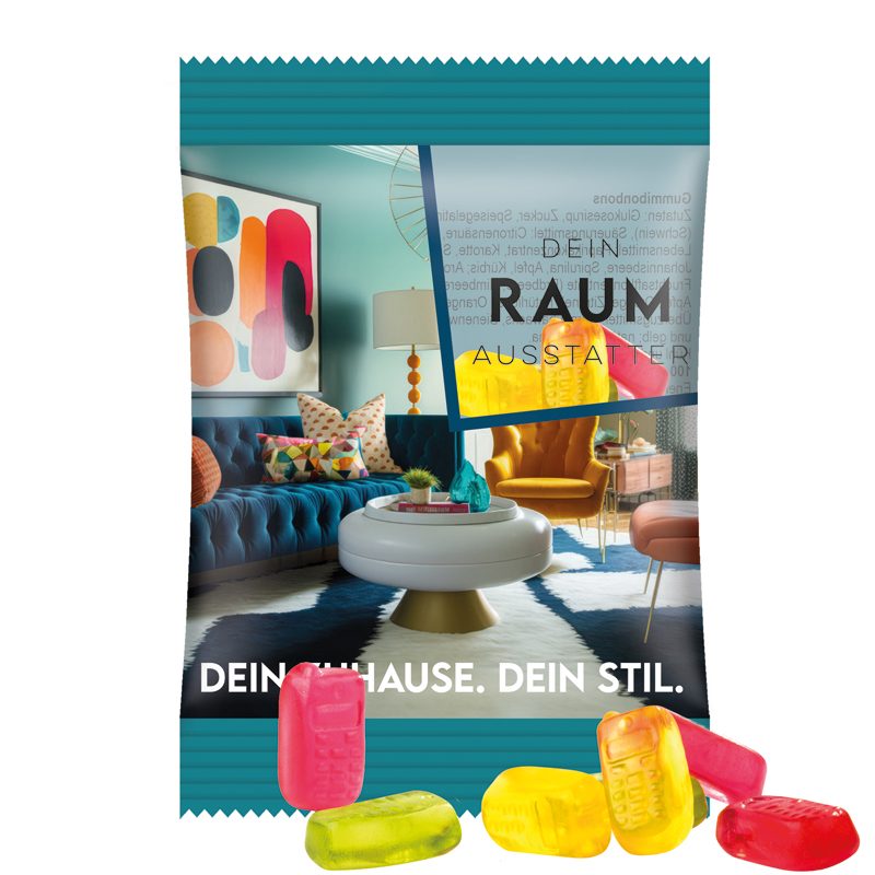 Minitüte 15 g, transparente Folie, Trolli Fruchtgummi Handy
