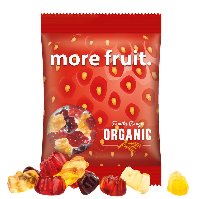 Minitüte 15 g, transparente Folie, Trolli Fruchtgummibären, 30 % Fruchtsaftqualität