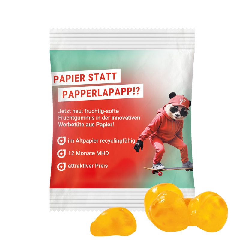 Minitüte 15 g, weißes recyclingfähiges PapierPlus Pro, Trolli Vitamin Fruchtgummi