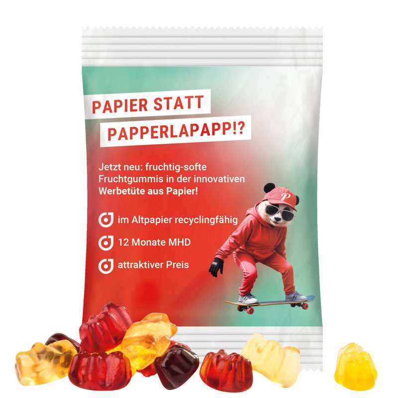 Minitüte 15 g, weißes recyclingfähiges PapierPlus Pro, Trolli Fruchtgummibären