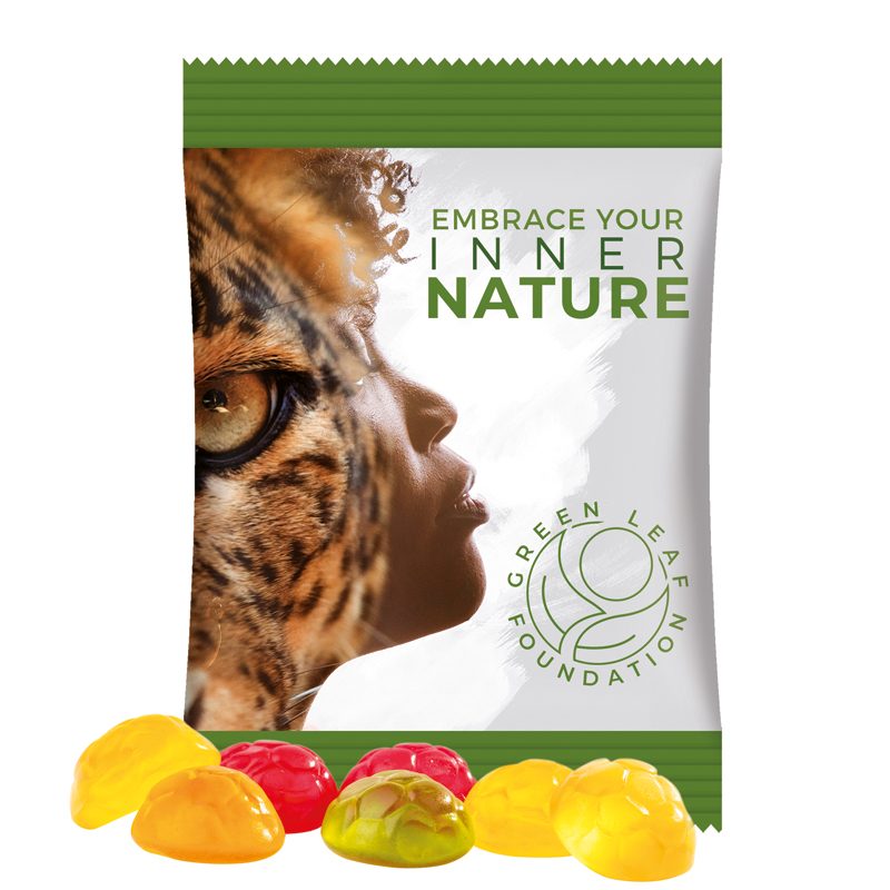 Minitüte 15 g, weiße Folie, Trolli Fruchtgummi Fußbälle