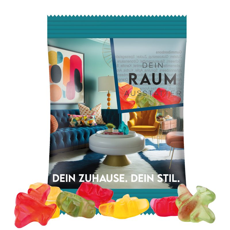 Minitüte 15 g, transparente Folie, Trolli Fruchtgummi Fußbälle