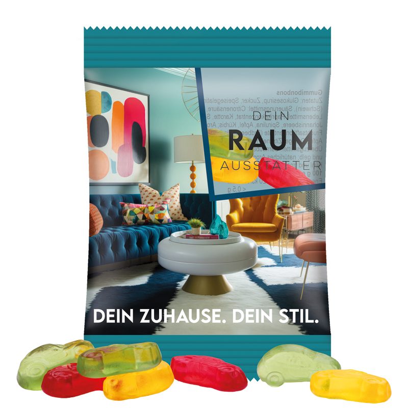Minitüte 15 g, transparente Folie, Trolli Fruchtgummi Autos