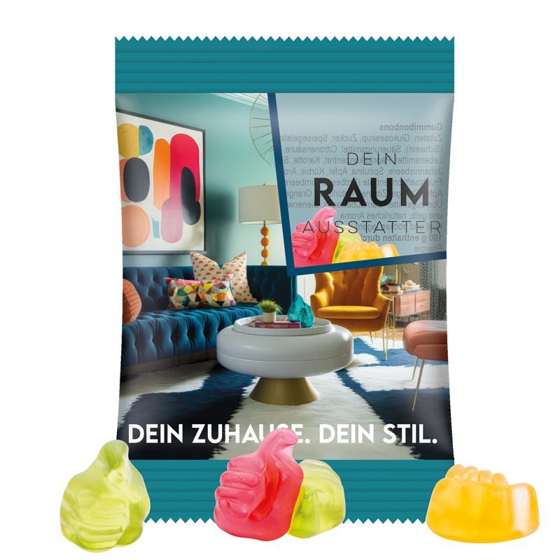 Minitüte 15 g, transparente Folie, Trolli Fruchtgummi Daumen
