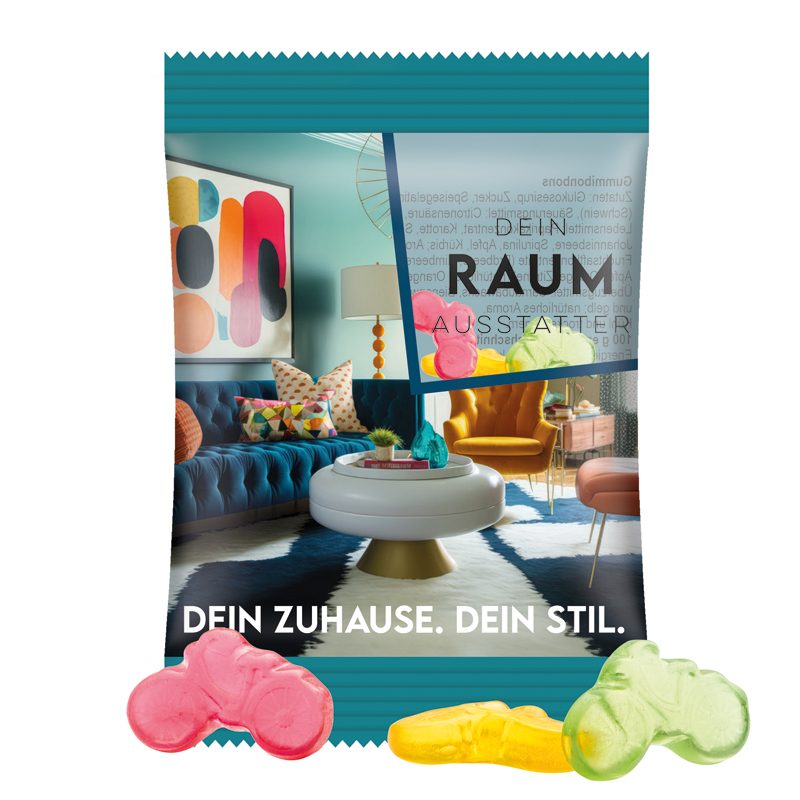 Minitüte 15 g, transparente Folie, Trolli Fruchtgummi Fahrrad