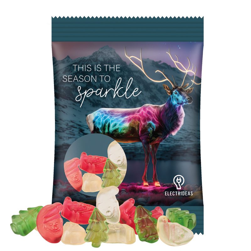 Minitüte 15 g, transparente Folie, Trolli Fruchtgummi Weihnachtsmischung