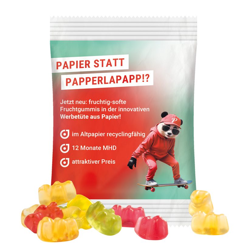 Minitüte 15 g, weißes recyclingfähiges PapierPlus Pro, Trolli Premium Bärchen