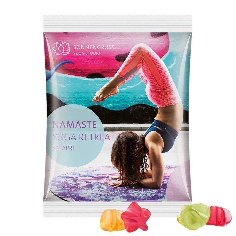 Maxitüte, weiße Folie, Trolli Fruchtgummi Sterne