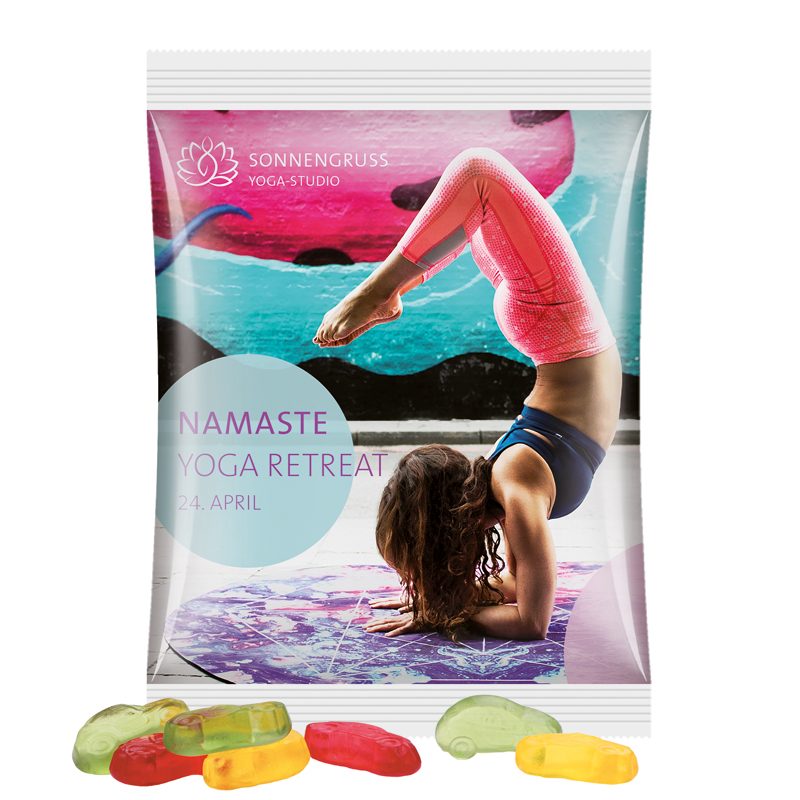 Maxitüte, weiße Folie, Trolli Fruchtgummi Autos