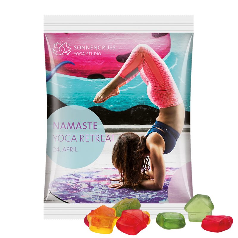 Maxitüte, weiße Folie, Trolli Fruchtgummi Haus