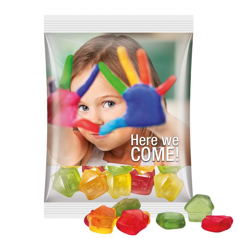 Maxitüte, Folie transparent, Trolli Fruchtgummi Haus