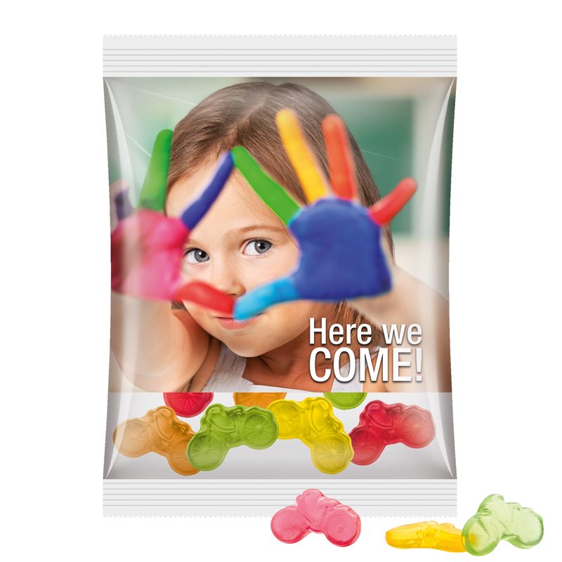 Maxitüte, Folie transparent, Trolli Fruchtgummi Fahrrad