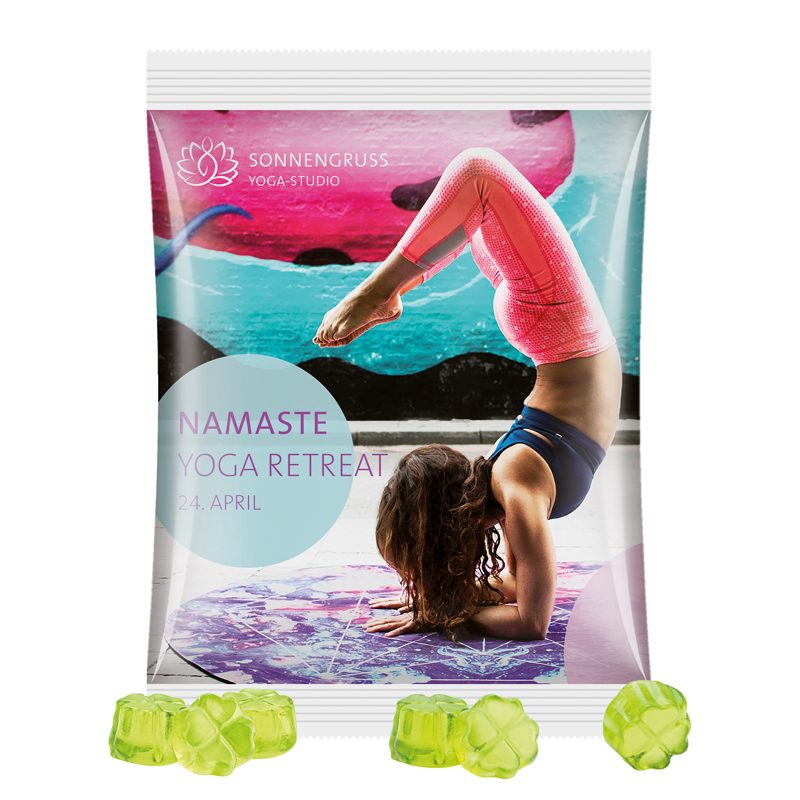 Maxitüte, weiße Folie, Trolli Fruchtgummi Kleeblatt