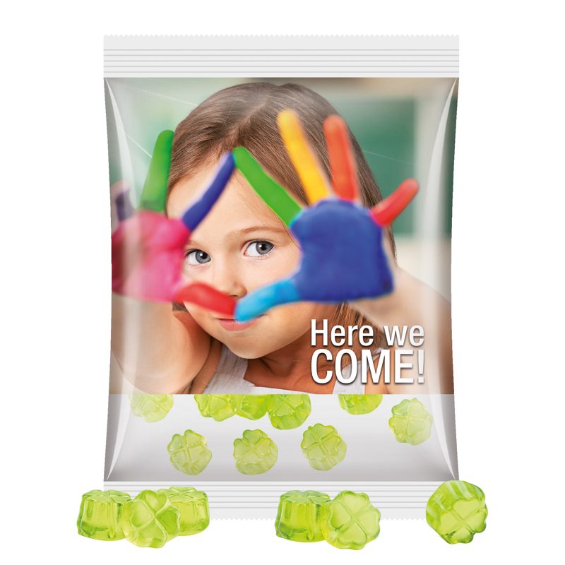 Maxitüte, Folie transparent, Trolli Fruchtgummi Kleeblatt