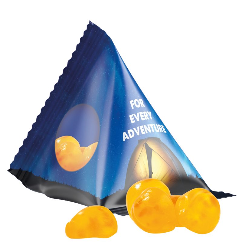 Fruchtgummi Tetraeder, Folie transparent, Trolli Vitamin Fruchtgummi