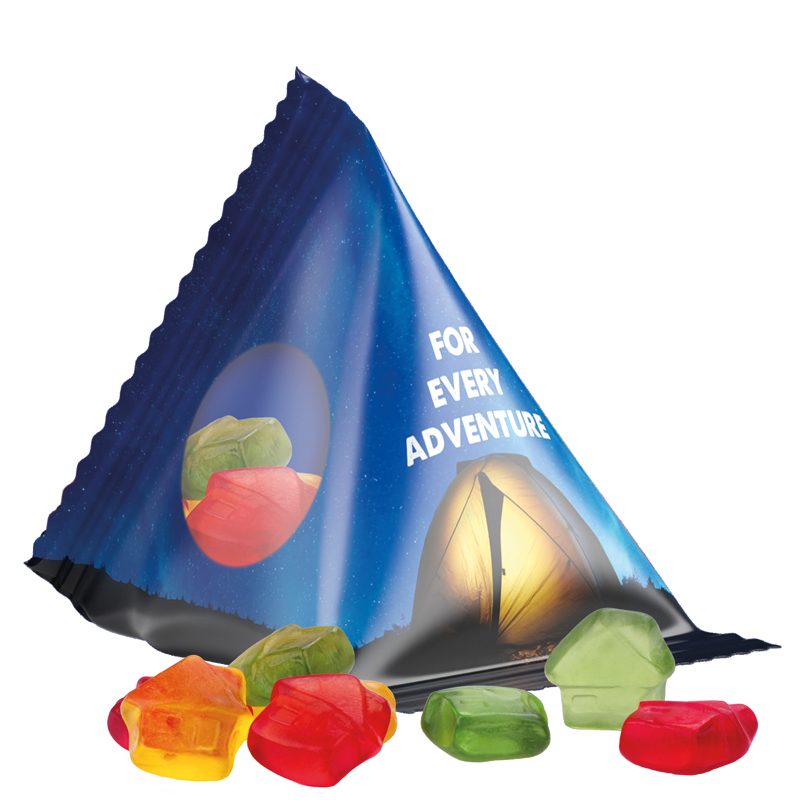 Fruchtgummi Tetraeder, Folie transparent, Trolli Fruchtgummi Haus
