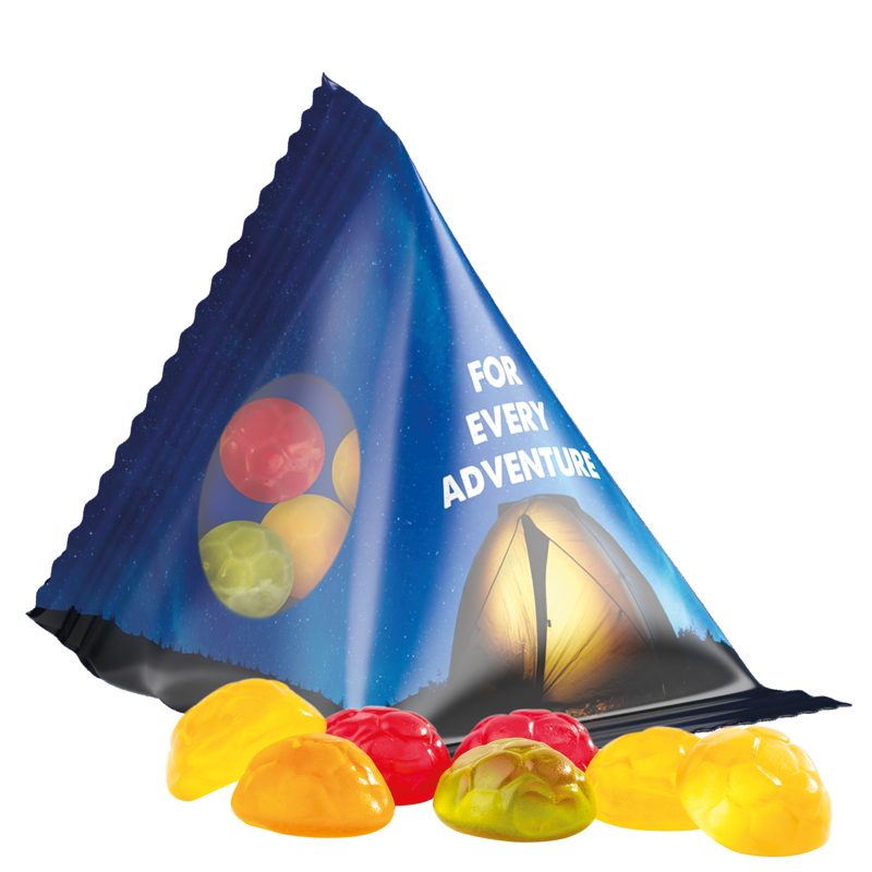 Fruchtgummi Tetraeder Folie, transparent Trolli Fruchtgummi Fußbälle