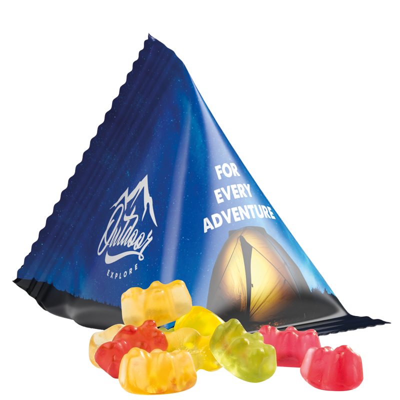 Fruchtgummi Tetraeder, weiße Folie, Trolli Premium Bärchen