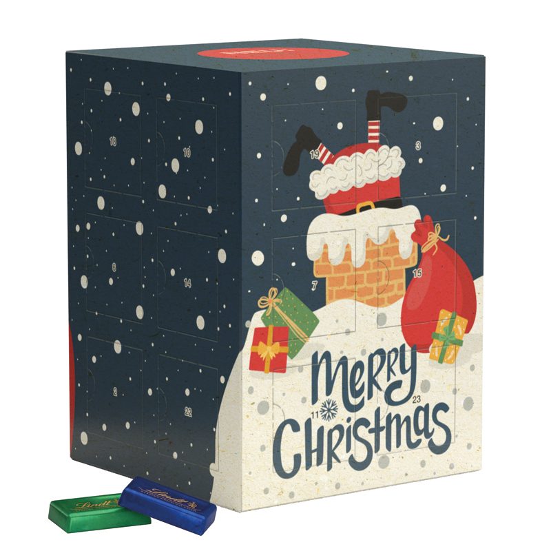 Tower Adventskalender, Graspapier, Lindt Schokotäfelchen