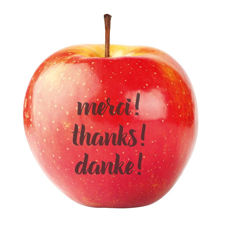 LogoFrucht Apfel "Danke" rot
