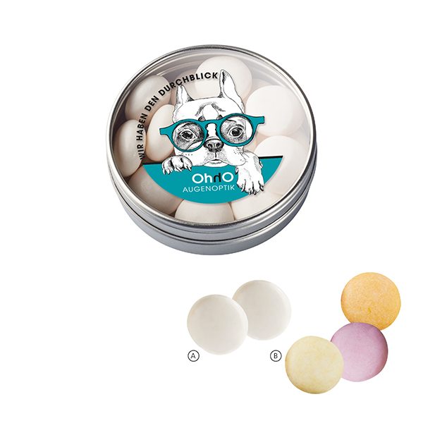 Klarsichtdose mit mentos, 40g