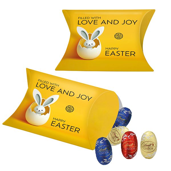 Promo-Kissenverpackung mit Lindt Lindor Mini-Eiern