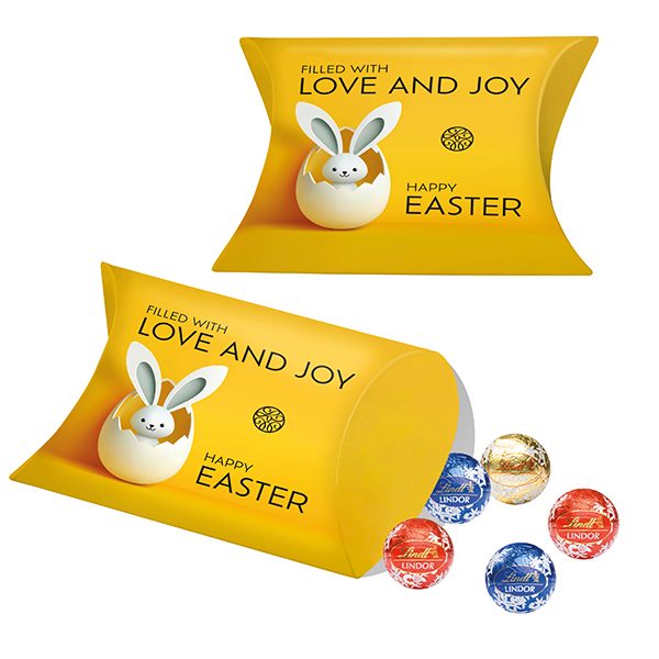 Promo-Kissenverpackung mit Lindt Lindor Liliput Pralinés
