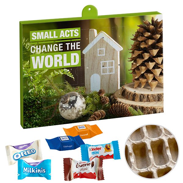 Premium Marken-Adventskalender PAPIER mit Ritter Sport & Milka Favourites Mix & Kinder Schokolade &