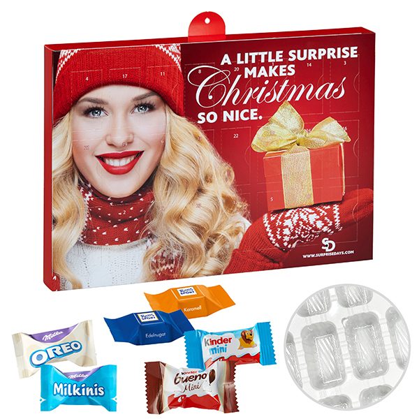 Premium Marken-Adventskalender mit Ritter Sport Schokowürfel & Milka Favourites Mix &