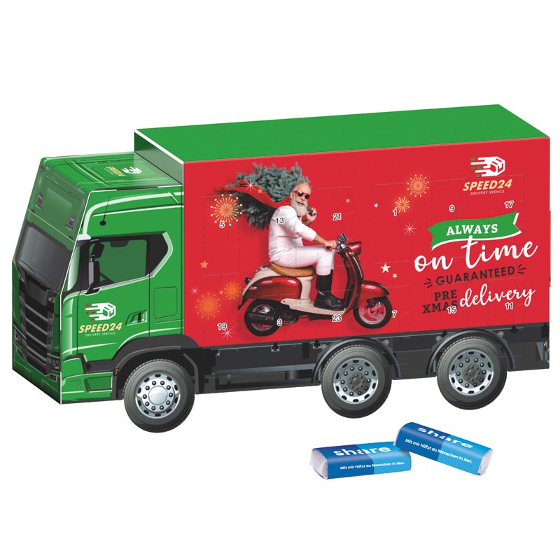 Adventskalender LKW, share Schokotäfelchen