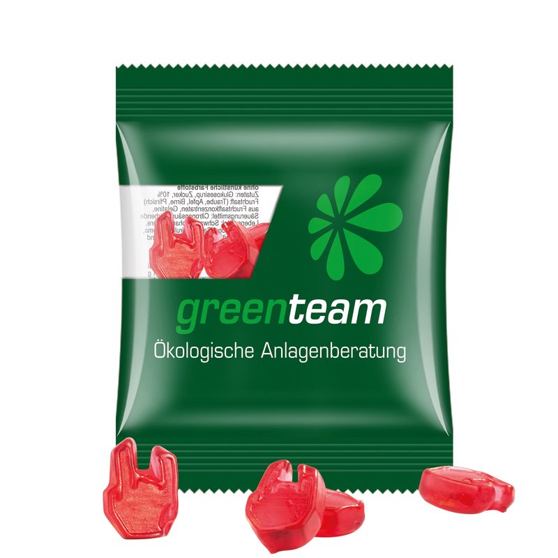 Minitüte Sonderform, 10 g, Folie kompostierbar transparent, Trolli Fruchtgummi