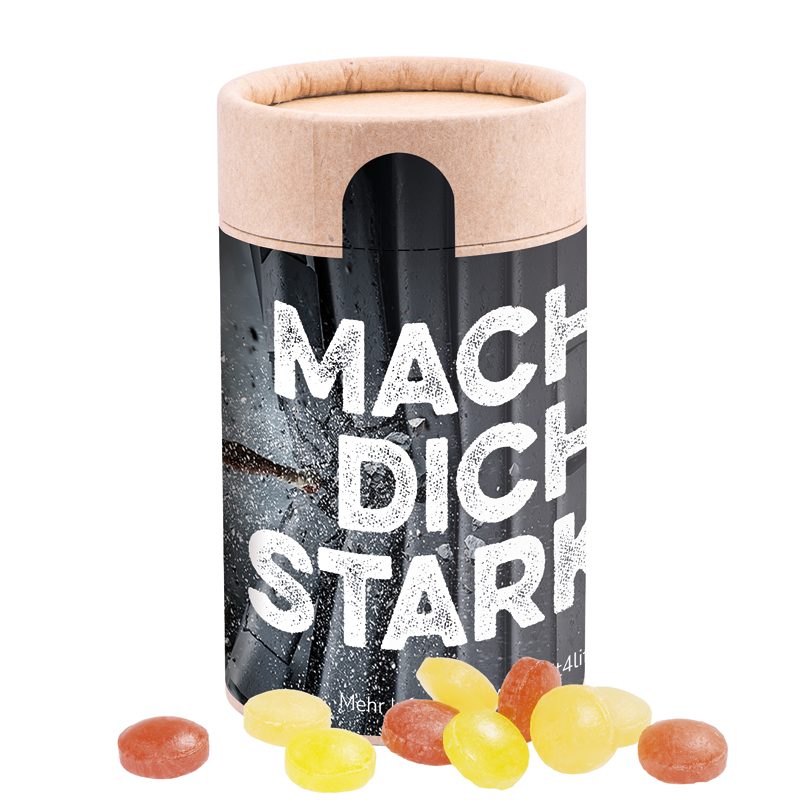 Papierdose Eco Midi mit Mini Bonbons Fruchtmix