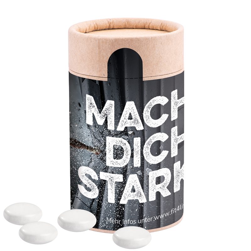 Papierdose Eco Midi mit Mentos Kaudragee Mint