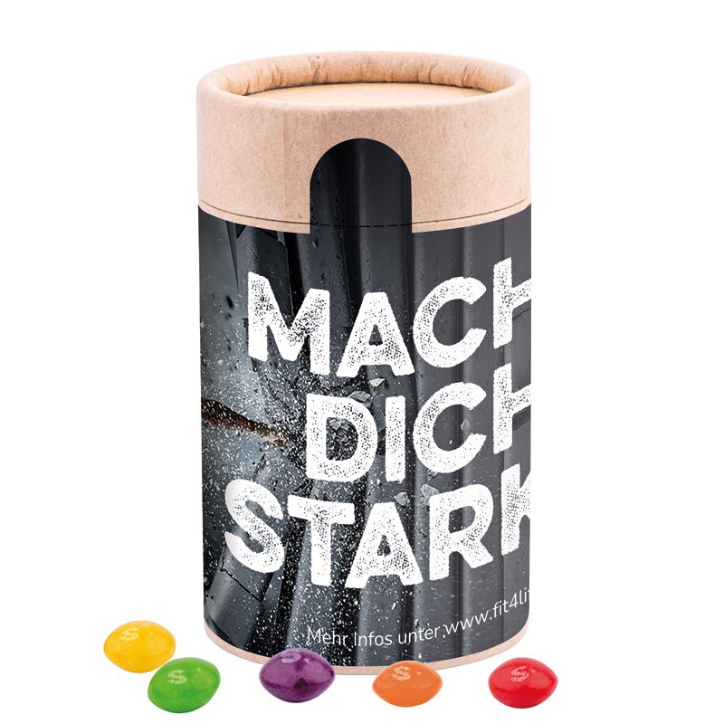 Papierdose Eco Midi mit Skittles Kaubonbon