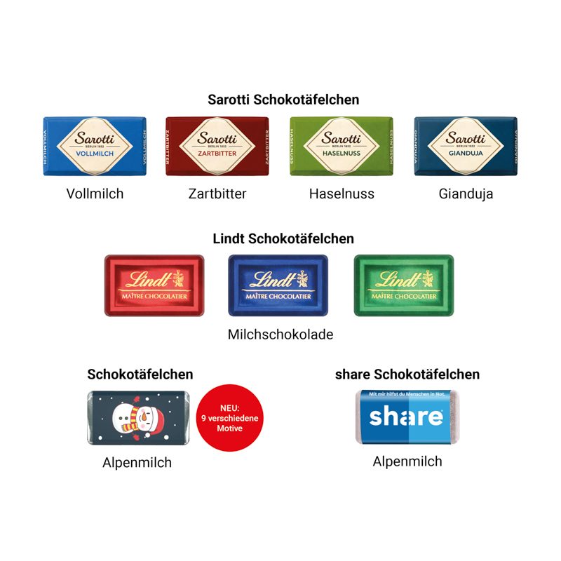Marken Wand Adventskalender, Alpenmilch-Schokotäfelchen – weitere Ansicht